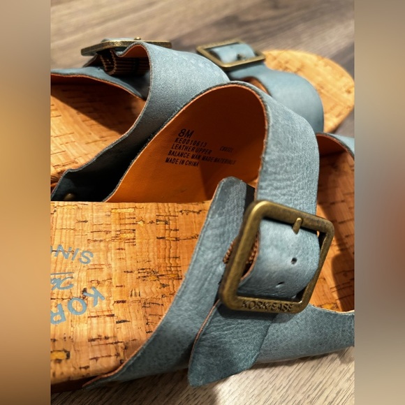 Kork-Ease Blue Slide Sandals with Buckle chunky boho platform - Picture 4 of 13